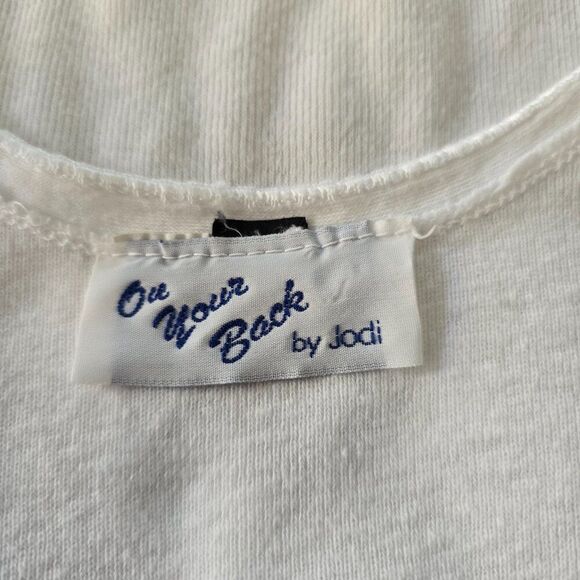 Vintage Cami Tank Top On Your Back By Jodi White Size S Lace Rosettes - Picture 7 of 9